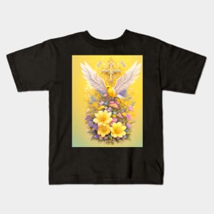 Large wing bird with cross Kids T-Shirt